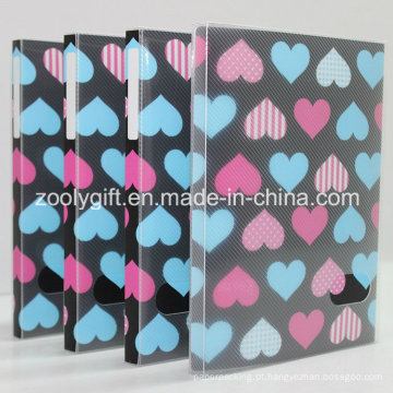 Love Heart impresso plástico PP / PVC 4X6 &quot;Álbuns de fotos com caixa clara